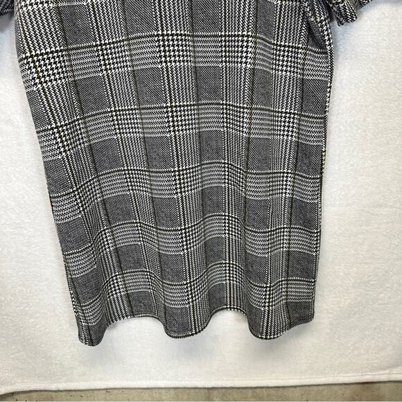 Boohoo Black & White Striped Plaid Houndstooth Short Sleeve Tunic Top Size 12 - Picture 3 of 9